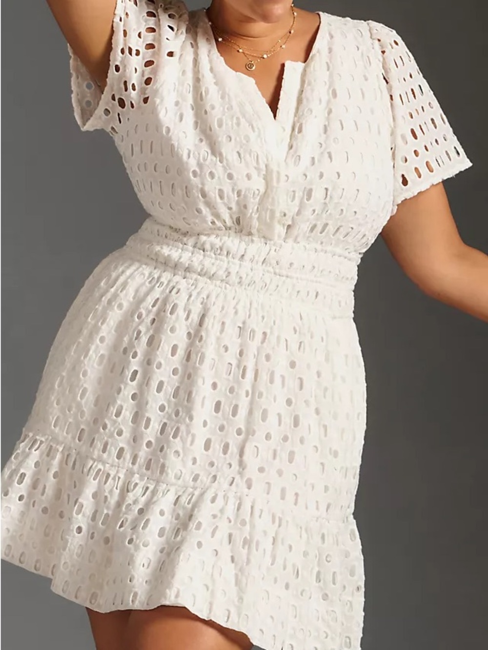 Anthropologie White Summer The Somerset Mini Dress Eyelet 2X